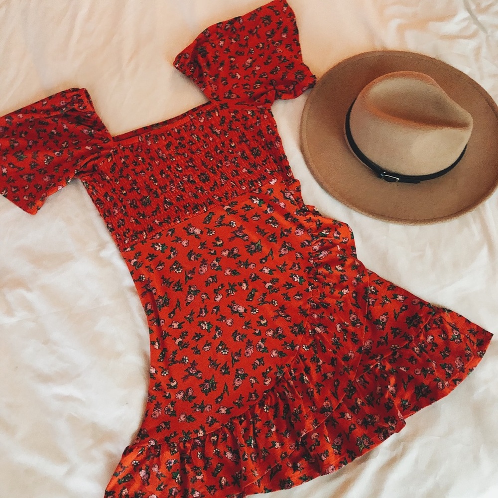 ASOS DESIGN floral shirred sundress ruffle